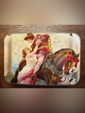 Upcycled Belt Buckle-Vintage Romantic Horse Scene Decorative